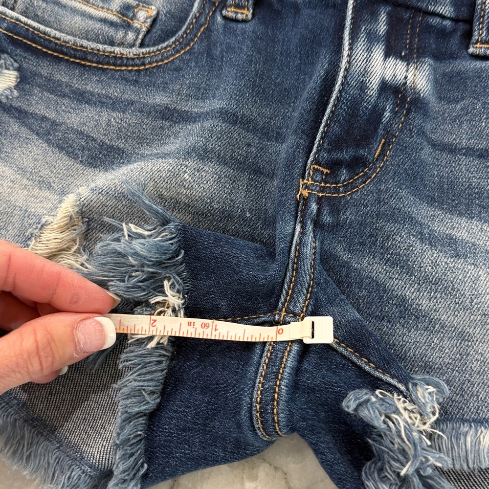 BKE Dark Blue Frayed Jean Shorts - Picture 7 of 7